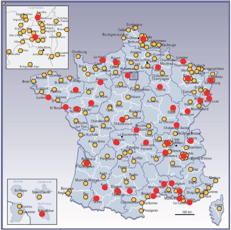 Carte des participants au colloque